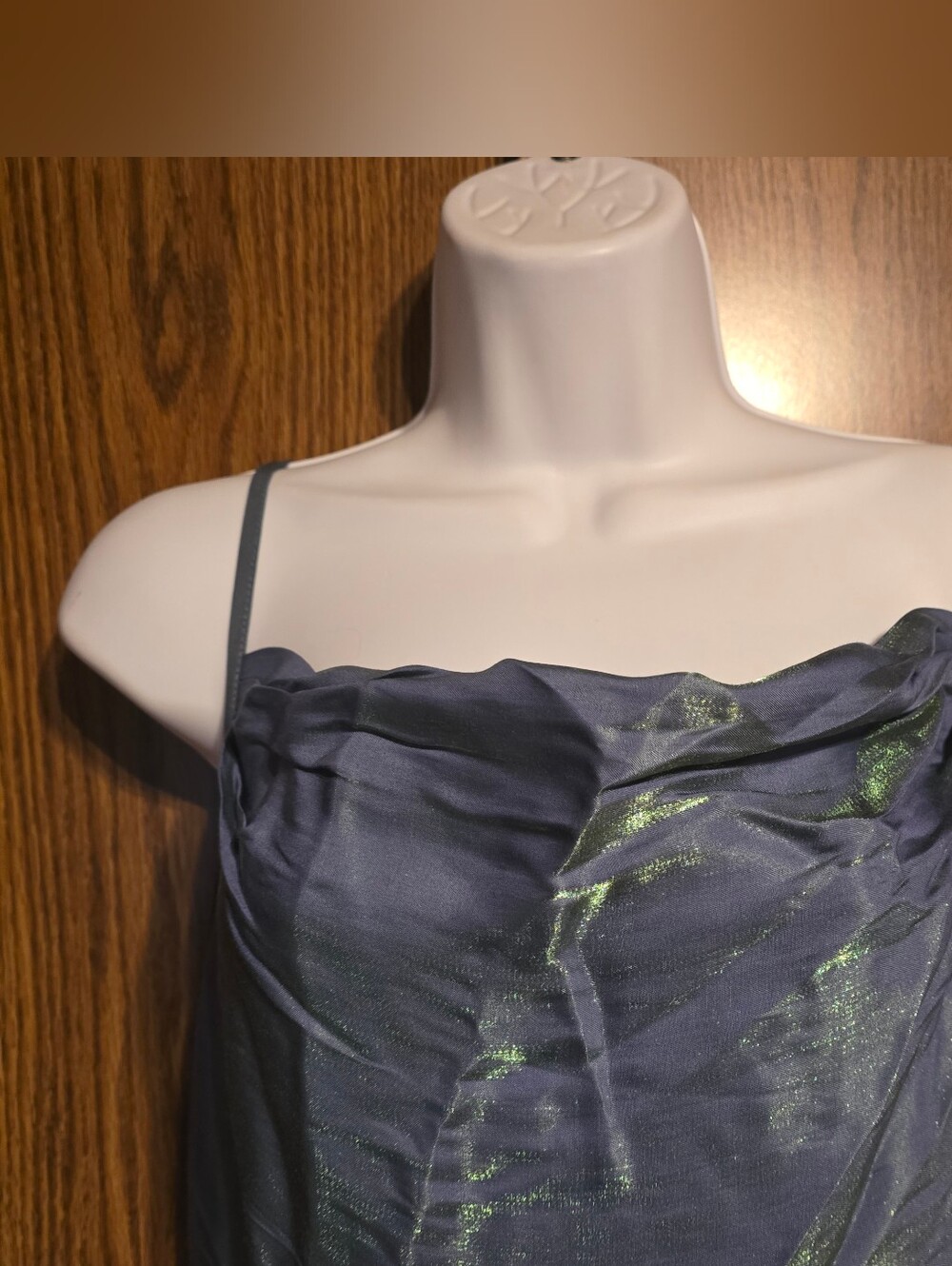 SHEIN Shimmery Navy Dress with Iridescent Green Highlights